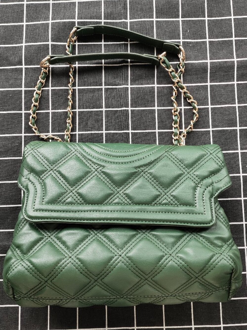 Tory Burch Fleming Collection Green Quilted Chain Bag - Picture 1 of 5